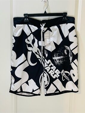 Star Wars Black & White Graphic Men's Swim Trunks XL
